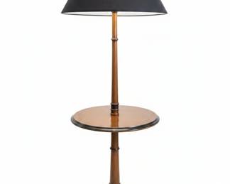 Vintage Wood Floor Lamp with Integrated Tiered Side Table