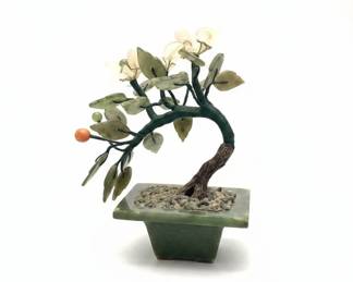 Vintage Chinese Hardstone and Jade Bonsai Tree