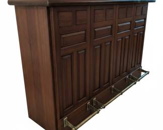 Vintage Rattan Bar with Marble Top and Swivel Stools second image