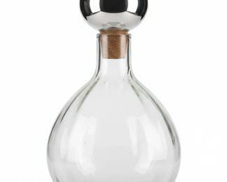 Vintage Clear Glass Decanter with Mirrored Ball Stopper