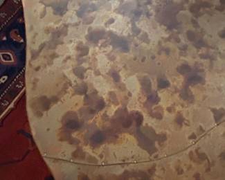 Hammered Copper Top Coffee Table with Wrought Iron Base second image