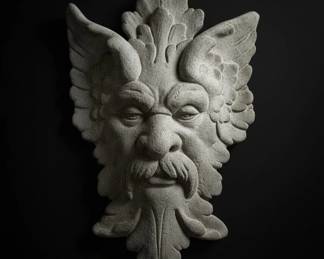 Winged Green Man Cast Stone Wall Plaque