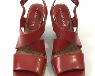 Rampage Red Patent Wedge Sandals