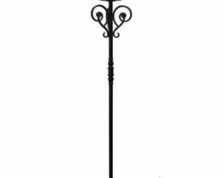 Vintage Wrought Iron Floor Lamp with Marbled Glass Shade