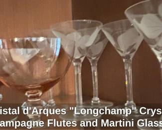 Cristal dArques Longchamp Crystal Champagne Flutes and Martini Glasses second image