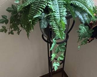 Artificial Boston Fern Plant in Pedestal Urn Planter