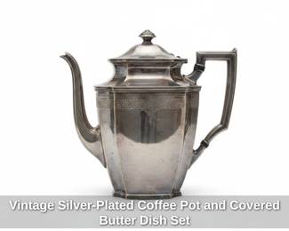 Vintage SilverPlated Coffee Pot and Covered Butter Dish Set second image
