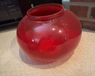 Vintage Copper Onion Ship Lantern with Red Glass Globe second image