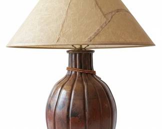 Vintage Ribbed Ceramic Gourd Table Lamp Possibly RivetLozano POTIRON second image