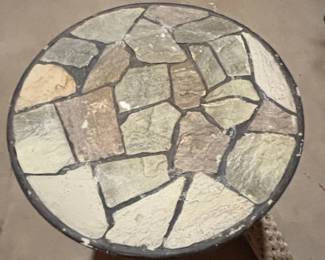 Southwestern Cholla Cactus Wood and Stone Mosaic Side Table second image