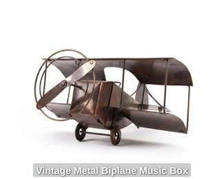 Vintage Metal Biplane Music Box
