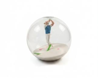 Mayflower Glass Golfer in Dome Paperweight