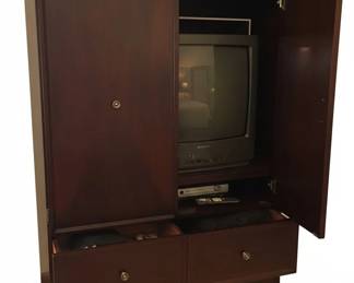Traditional Dark Wood Media Armoire second image