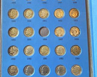 Coin Folders with Vintage Partial Contents Lincoln Cents, Jefferson Nickels, Roosevelt Dimes, Kennedy Half Dollars, Indian Head Cents, Mercury Dimes