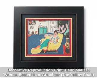 Decorative Reproduction Print Henri Matisse Woman Seated in an Armchair The Yellow Chair