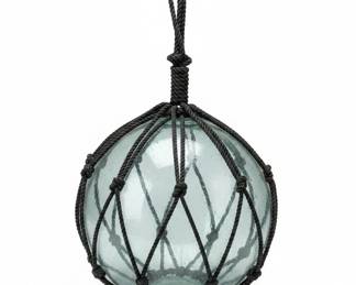 Large Vintage Japanese Glass Fishing Float with Rope Netting