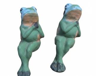 Vintage Anthropomorphic Concrete Frog Garden Statues