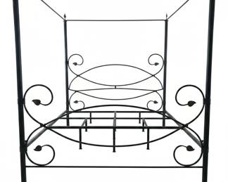 HandForged Wrought Iron Canopy Bed with Leaf Finials fifth image