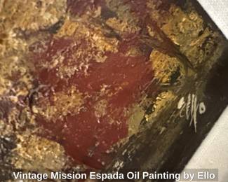 Vintage Mission Espada Oil Painting by Ello second image