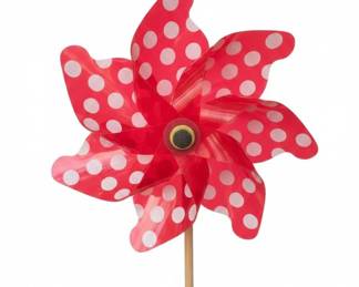 Red Polka Dot Plastic Garden Pinwheel