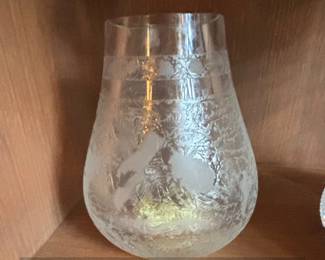 Vintage Heavy Cut Glass Starburst Ashtray