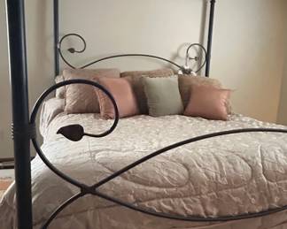 HandForged Wrought Iron Canopy Bed with Leaf Finials second image