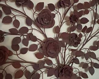 Vintage Metal Rose Spray Wall Sculpture second image