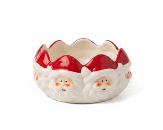 Fitz and Floyd Santa Ceramic Bowl and Ornament Set