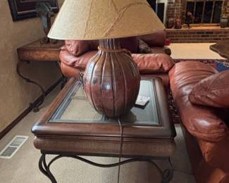 Vintage Ribbed Ceramic Gourd Table Lamp Possibly RivetLozano POTIRON