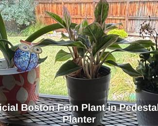 Artificial Boston Fern Plant in Pedestal Urn Planter second image