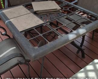 Wrought Iron Piece Patio Dining Set with Tile Inserts third image