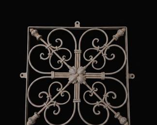 Vintage Wrought Iron Quatrefoil Architectural Grille Panel