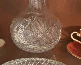 Vintage Pressed Glass Covered Butter Dish and Crackle Glass Pear Paperweight second image