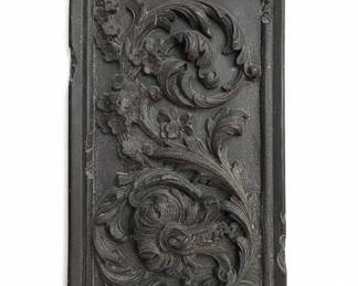 Antique Cast Iron Fireback with Floral Motif
