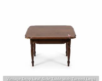 Vintage Drop Leaf Side Table with Turned Legs