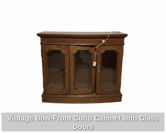 Vintage BowFront Curio Cabinet with Glass Doors