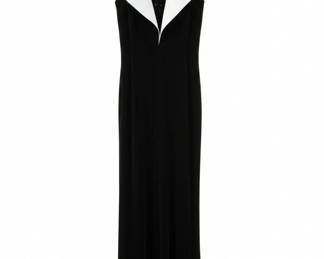 Vintage Ever Beauty Black Velvet TuxedoStyle Evening Gown with White Collar