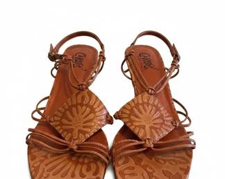 Carlos by Carlos Santana Floral Embossed Leather Sandals