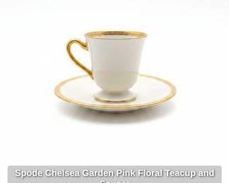 Spode Chelsea Garden Pink Floral Teacup and Saucer second image
