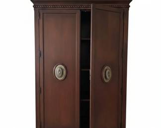 Traditional Dark Wood Media Entertainment Armoire with Oval Medallions