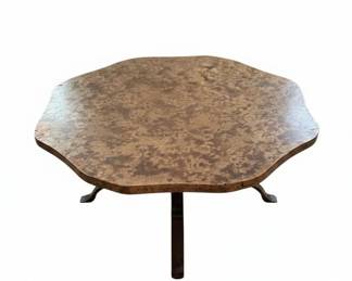 Hammered Copper Top Coffee Table with Wrought Iron Base