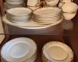 Imperial Austria Porcelain Dinnerware Service with Gold Gilt Trim