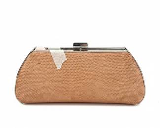 Vintage Lizard Skin Frame Clutch Beige