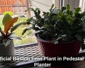 Artificial Boston Fern Plant in Pedestal Urn Planter third image