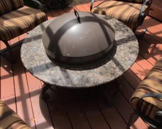 Round GraniteTop Gas Fire Pit Table second image
