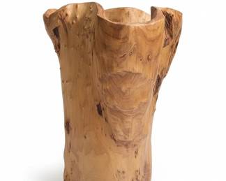 HandCarved Burl Wood Stump Vase