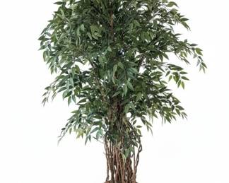 Large Artificial Braided Ficus Tree in Metal Planter