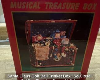 Santa Claus Golf Ball Trinket Box So Close Golfing Figurine Decor Holiday