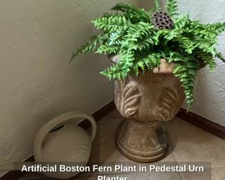 Artificial Boston Fern Plant in Pedestal Urn Planter fourth image