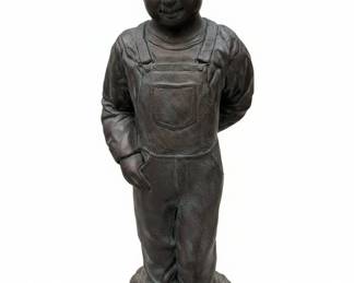 Bronze Statue of a Boy in Overalls